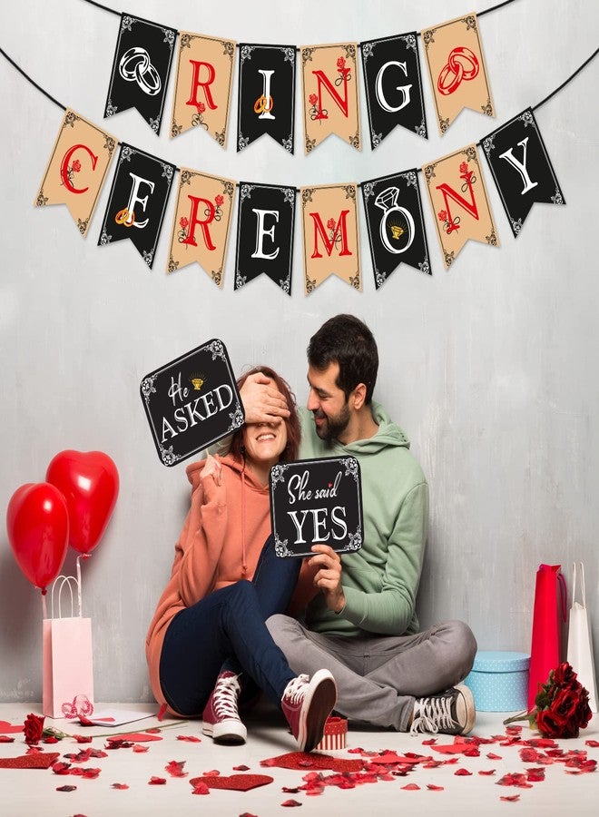 Zyozique 17 Pcs Ring Ceremony Decoration kit Bridal Shower Decorations for Wedding Engagement Theme Party Decorations Included Paper Banner and Photo Booth Props - Image 4
